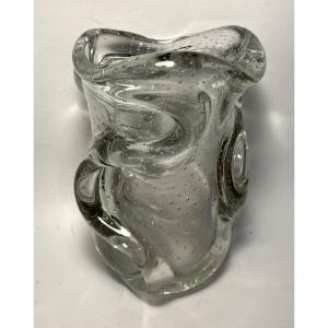 Vase en cristal bullé. Attribué à Schneider. Années 60/70.