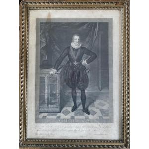 Portrait de Henri IV. Gravure de F. S. Goulu (1810) d’après le tableau par F. Pourbus (1610).