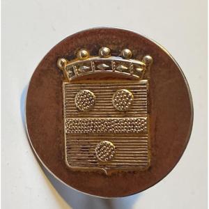 Fornari In Rome. Armorial Ornament Button In Vermeil. Italy, Early 20th Century.
