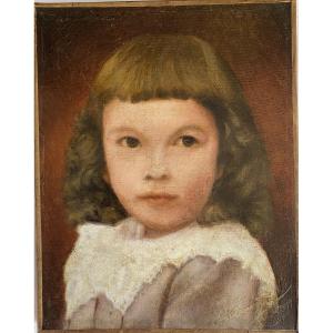 Portrait d’enfant. Huile sur toile fin XIXème. Ecole française Signée et datée 1893. 