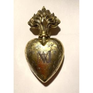 Cœur de Marie. Flacon en vermeil. Ex Voto XIXème. 