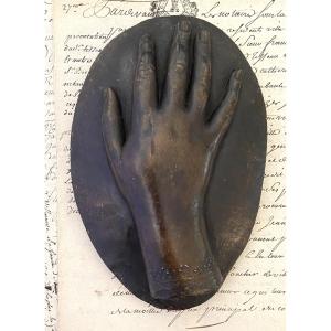 Paperweight, 19th Century. Workshop Plaster With Patina. Woman's Hand.