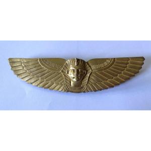 Egyptomania. Ornamental Bronze, 19th Century. Winged Pharaoh's Head.