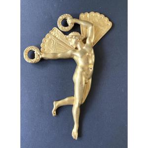 Bronze doré d’ornement début XIXème. Allégorie du vent. Zéphyr.