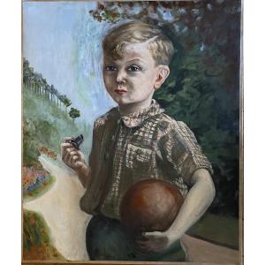 Portrait Of A Young Boy. Oil On Canvas. French School, Mid-20th Century. 