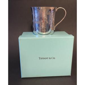 Tiffany & Co. New York. Solid Silver Children's Cup. Hand-engraved Animal Design.