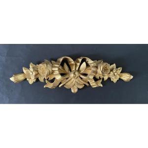 19th-century Carved And Gilded Wood. Flowers And A Knotted Ribbon In The Louis XVI Style.
