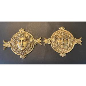 Pair Of Large 19th-century Decorative Bronzes. Allegory Of Autumn Or Bacchante.
