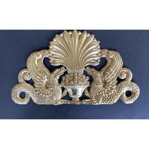 Decorative Embossed Brass Frieze. Empire Style. Decorated With Chimeras Or Griffins. Early 20th