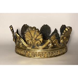 19th- Theater Or Religious Crown Made Of Stamped Brass. 