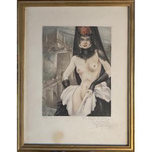 “ La Chatelaine.” Framed Aquatint, Inscribed, Signed, And Dated. May 1950.