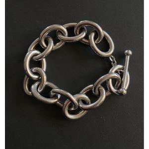 Bracelet en argent à maillons ovales. Années 70/80.