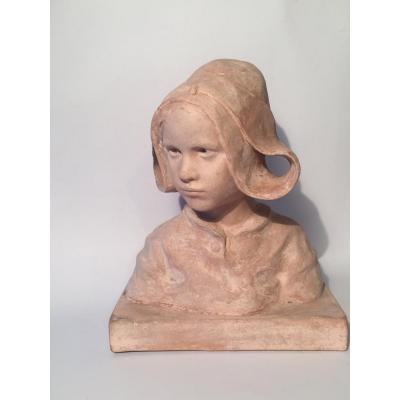 Ruth Milles. Young Breton Girl. Terracotta .