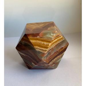 Polyhedron (cuboctahedron) In Agate . Mid 20th Century. Mastery Object. Paperweight 