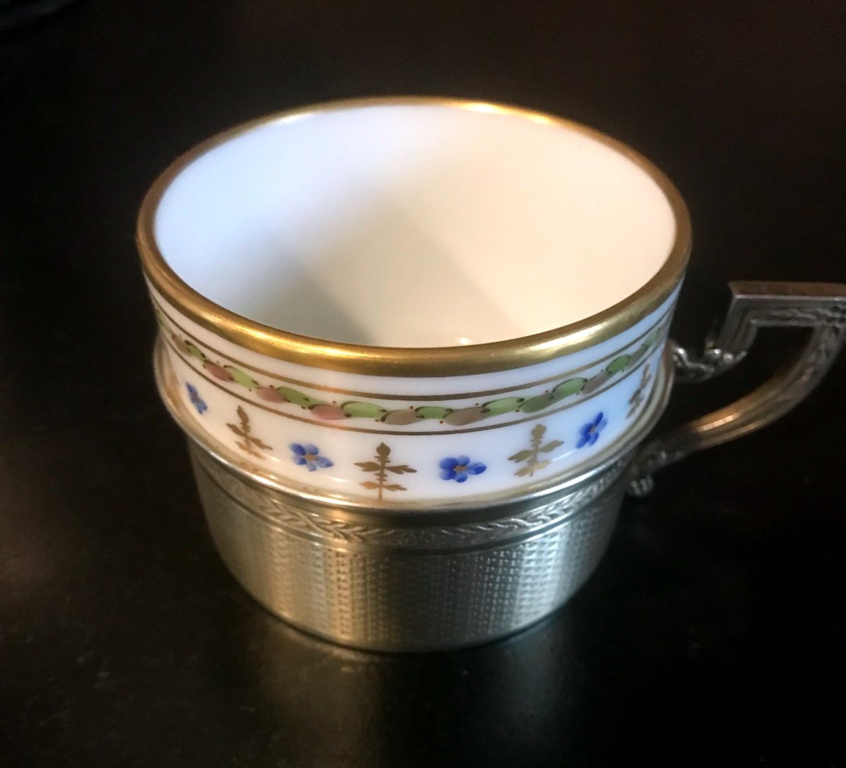 Tasse Litron En Porcelaine De Sèvres Monture En Argent vermeillé-photo-4