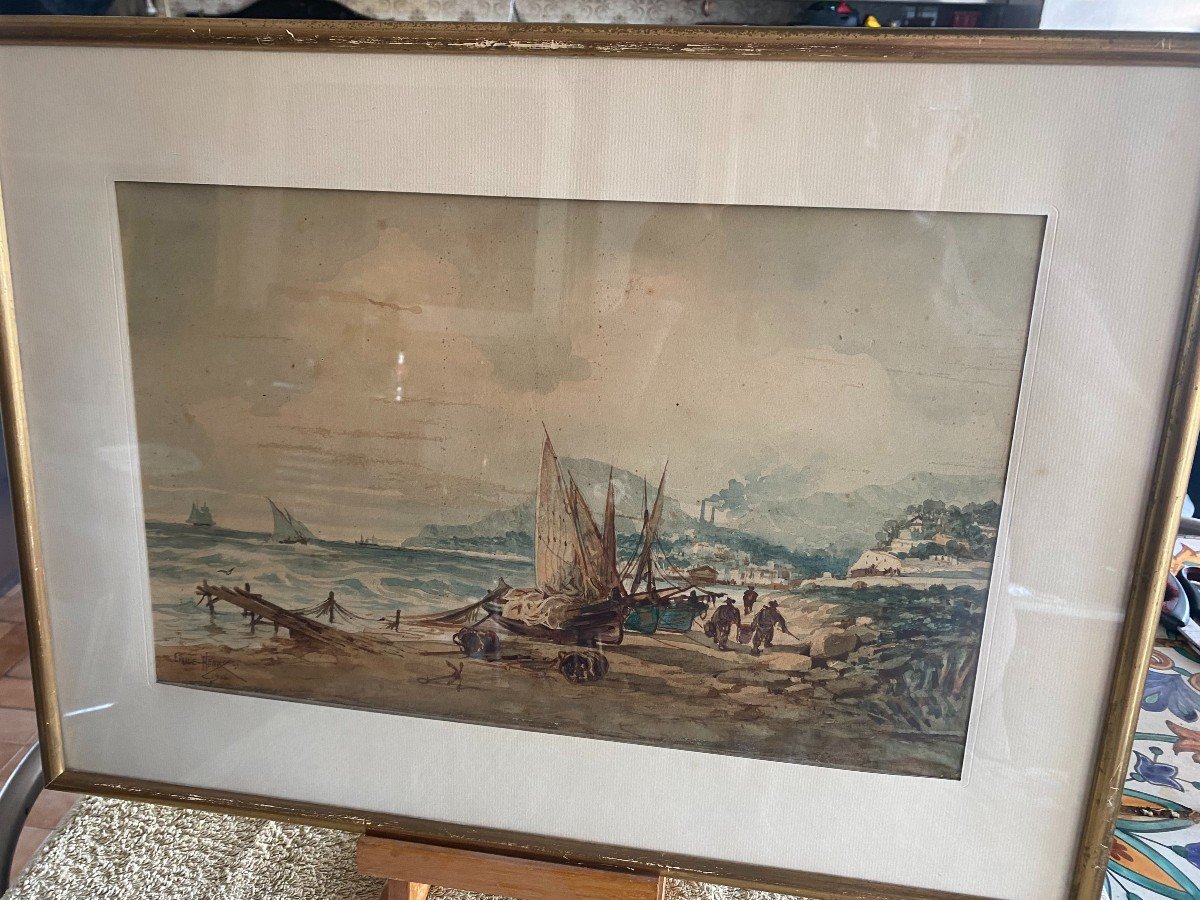 Une Aquarelle Du Peintre Provençal Emile Henry La Ciotat 1908