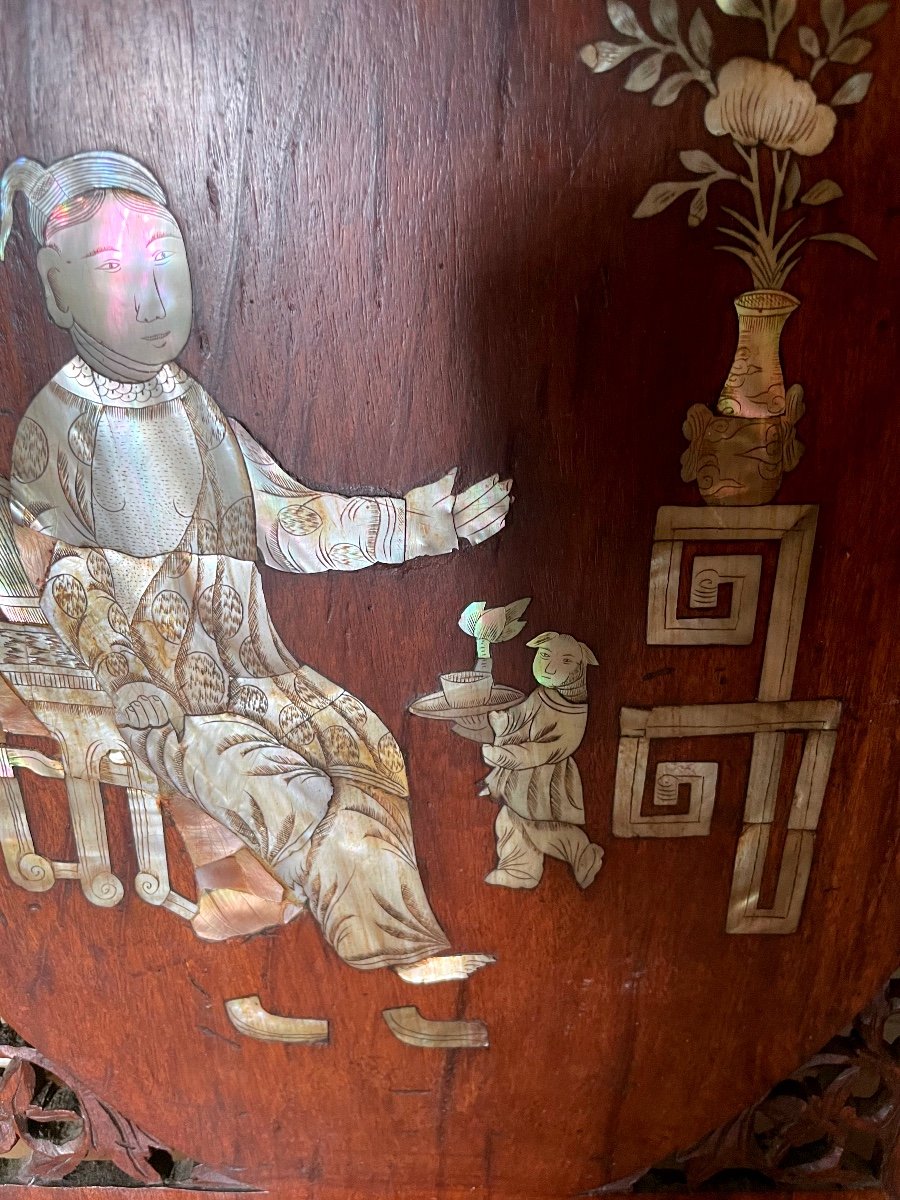 Pair Of Chinese Wood And Mother-of-pearl Panels-photo-2