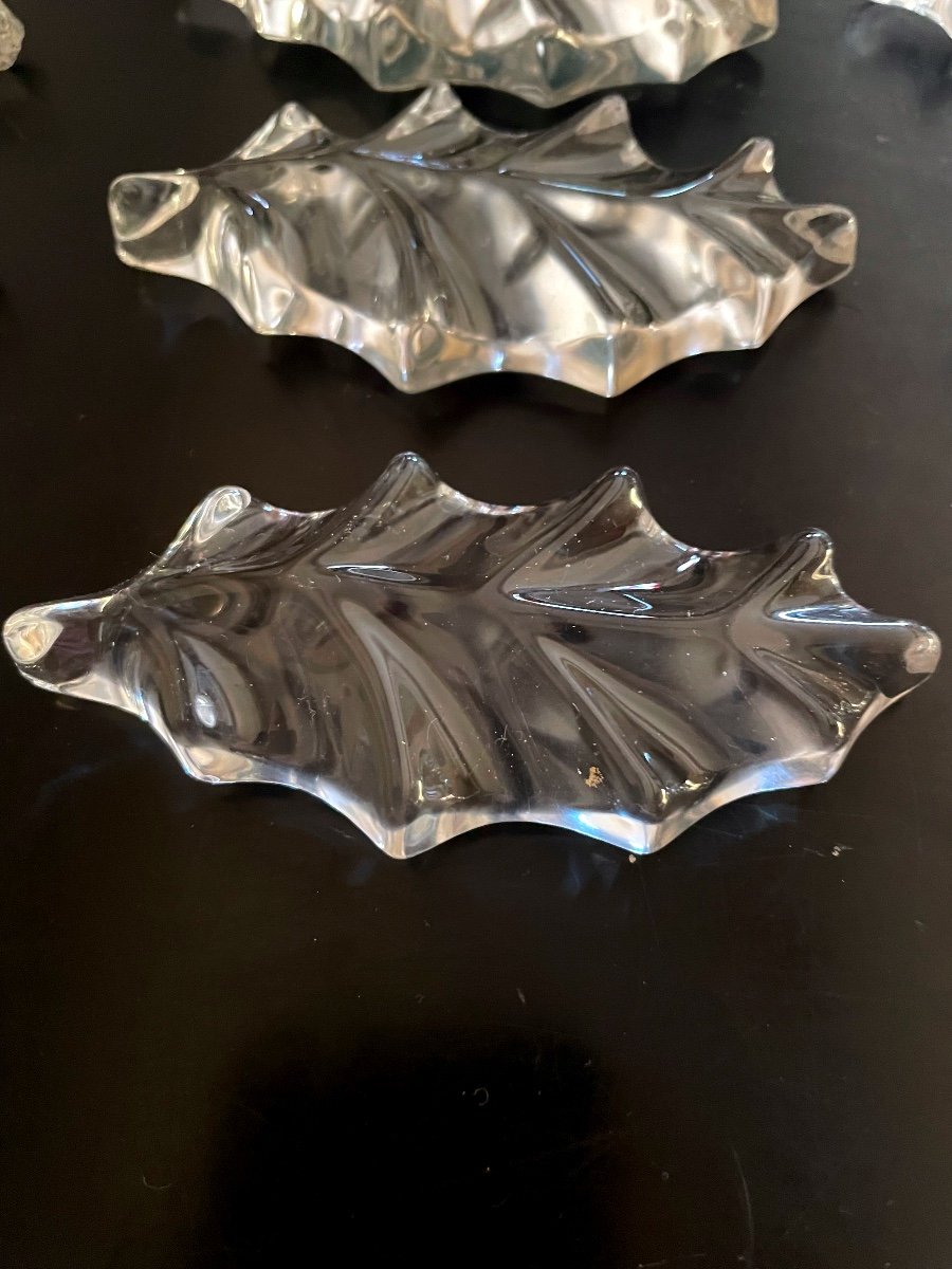 Oak Leaf Shaped Knife Holder "cristallerie De Lorraine"-photo-4