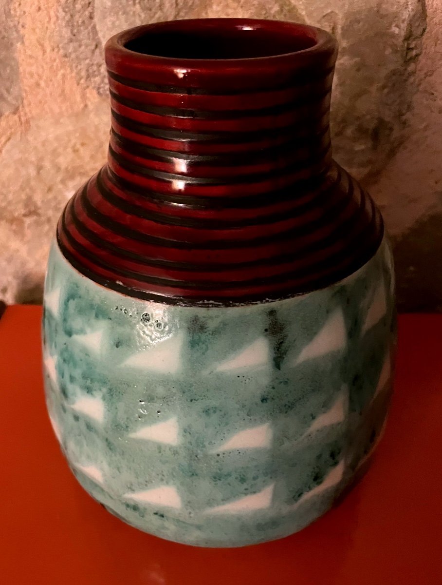 Vase En Céramique  Art Déco Signé Lucie André-photo-4