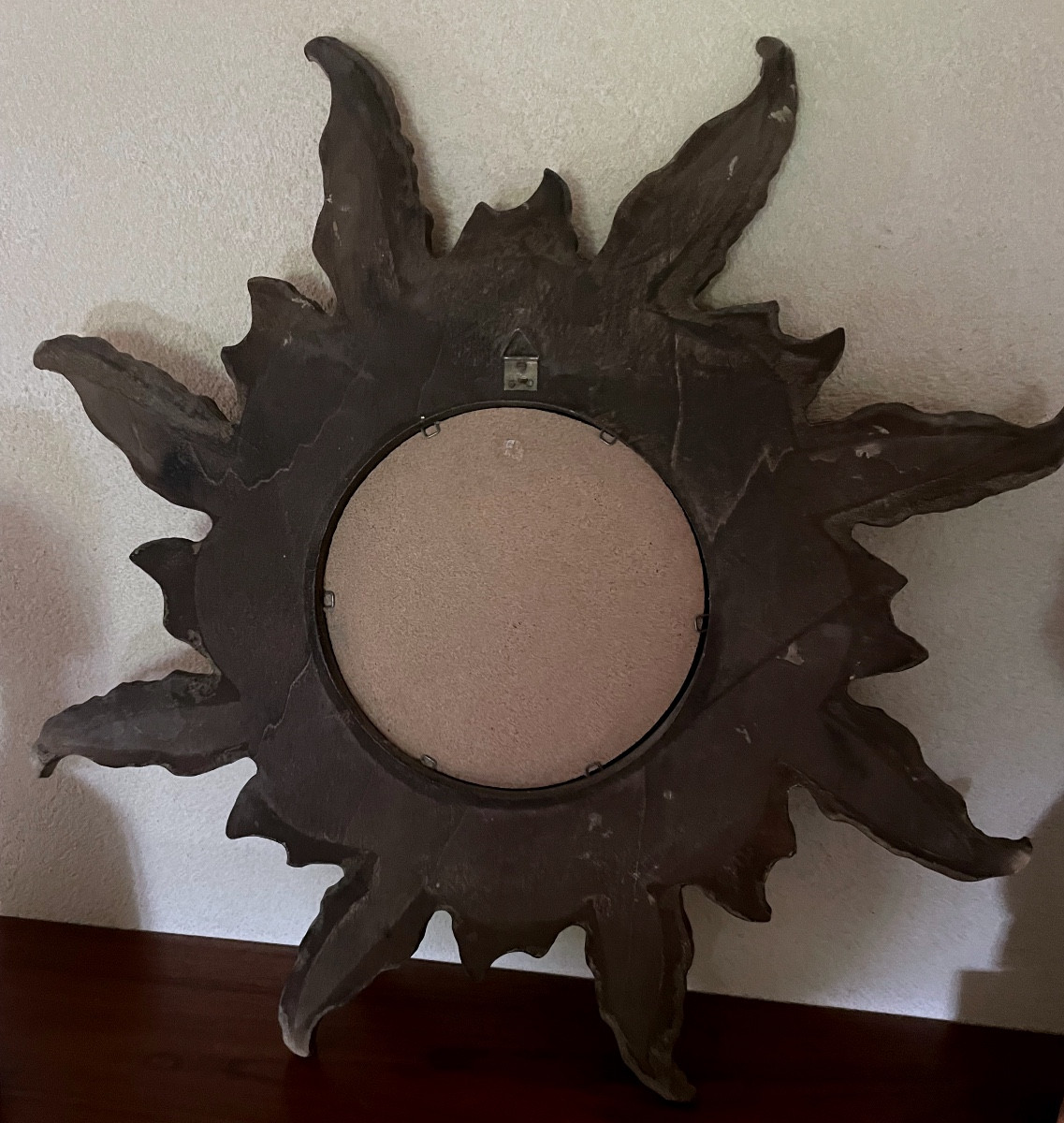 Miroir "soleil " En Bois Doré Années 70 -photo-4