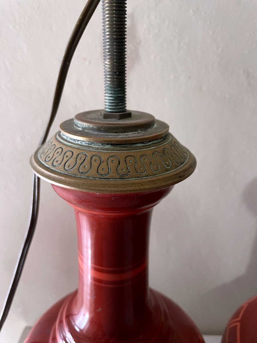 Paire De Lampes En Porcelaine De Chine -photo-4