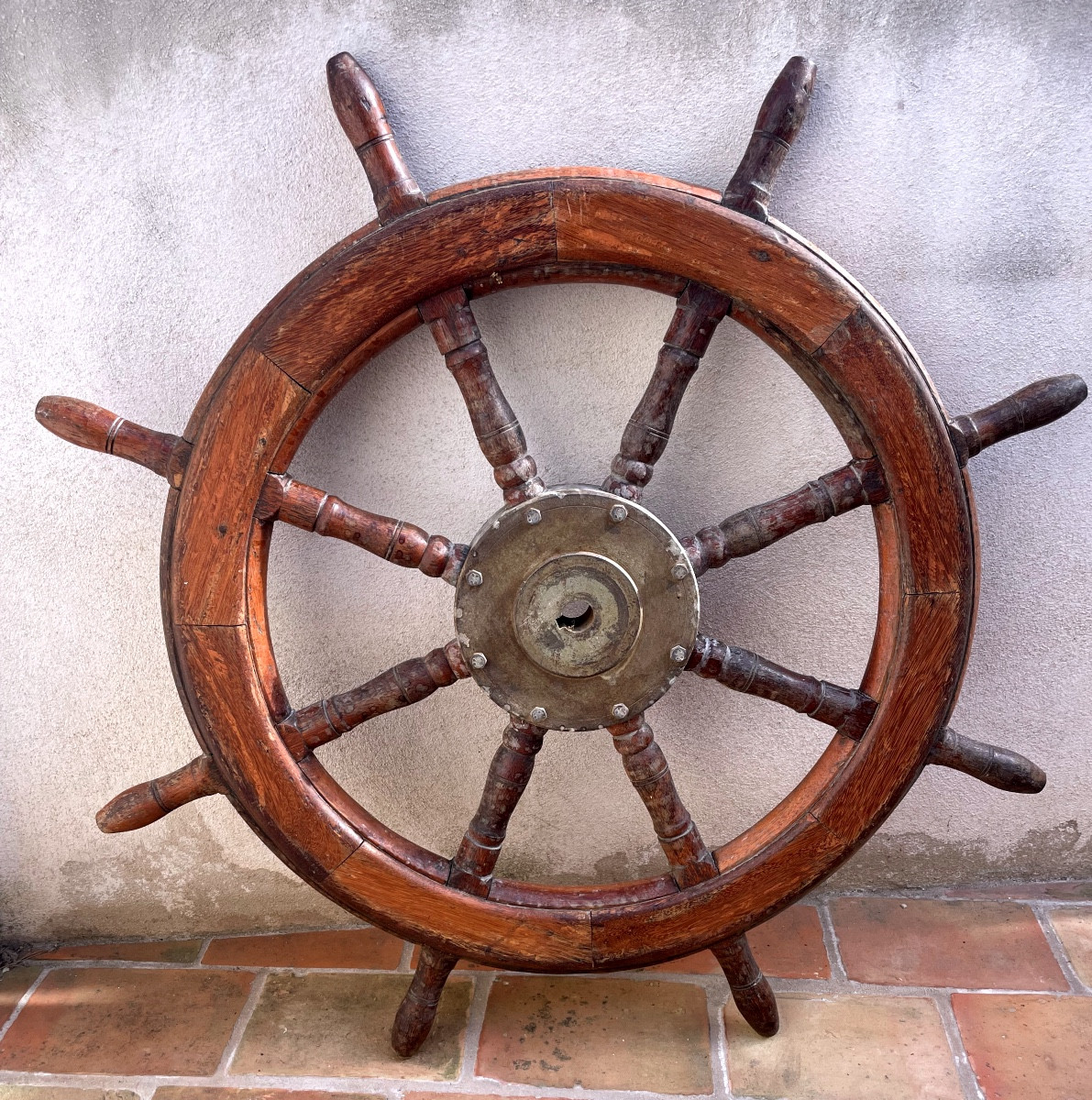 Ancienne Barre De Bateau En Bois 