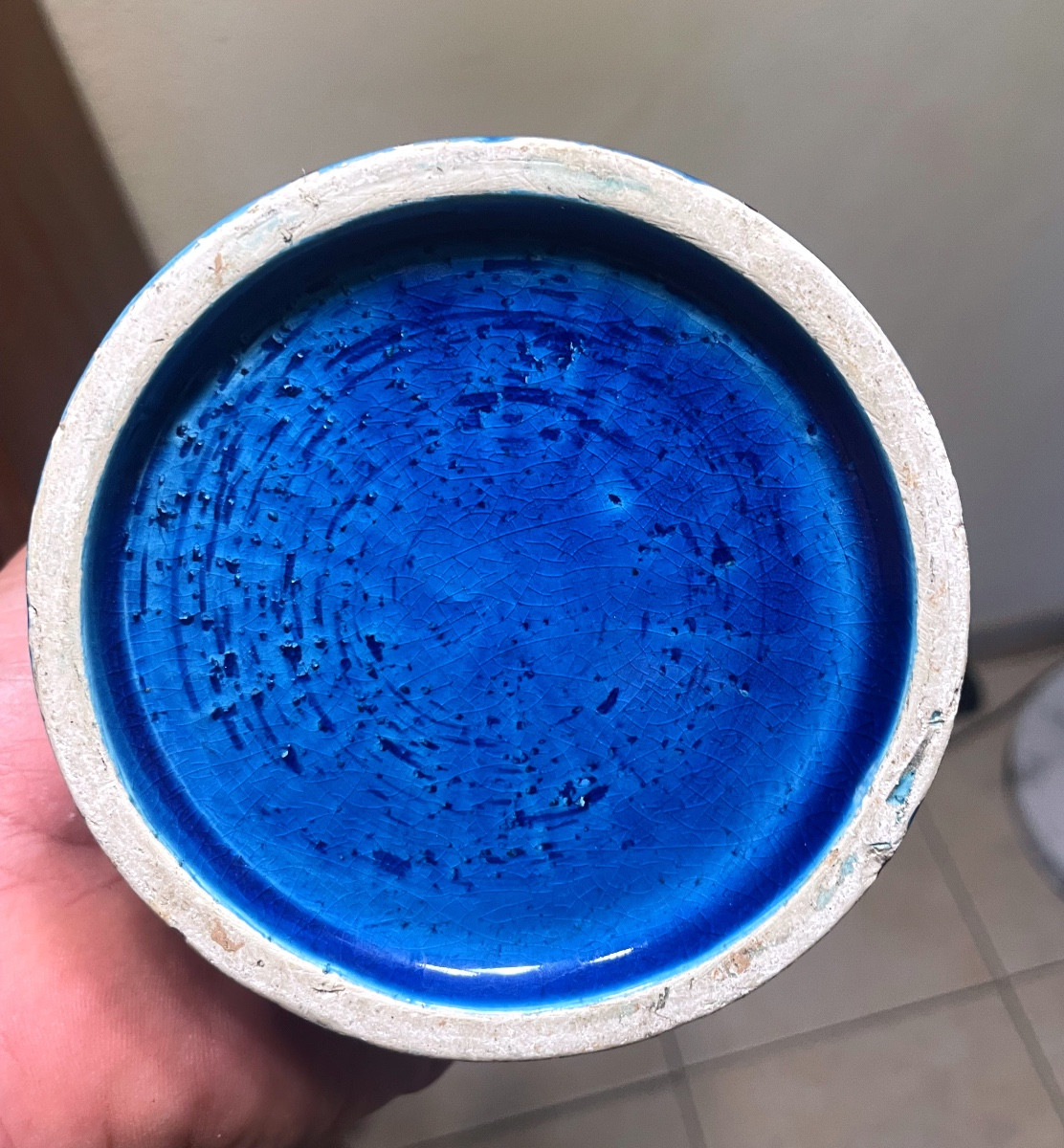 Aldo LONDI pour BITOSSI ANCIEN VASE en CÉRAMIQUE RIMINI BLU DESIGN années 1960-photo-4