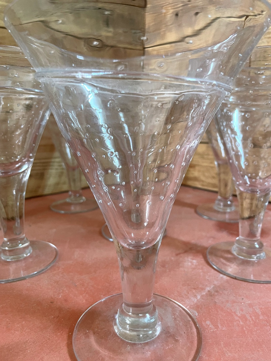 8 Bubbled Blown Glass Ice Cream Cups-photo-2