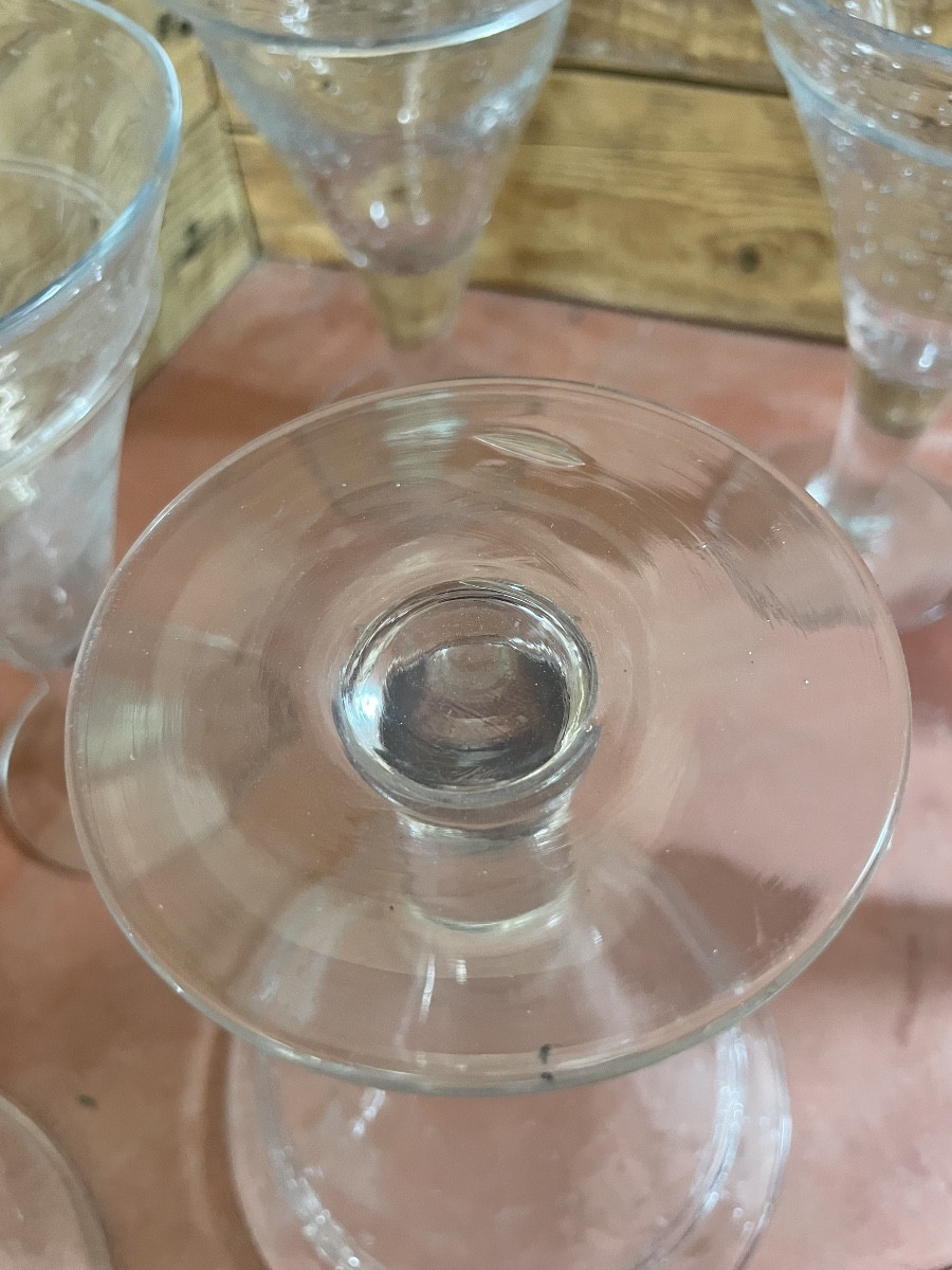 8 Bubbled Blown Glass Ice Cream Cups-photo-2
