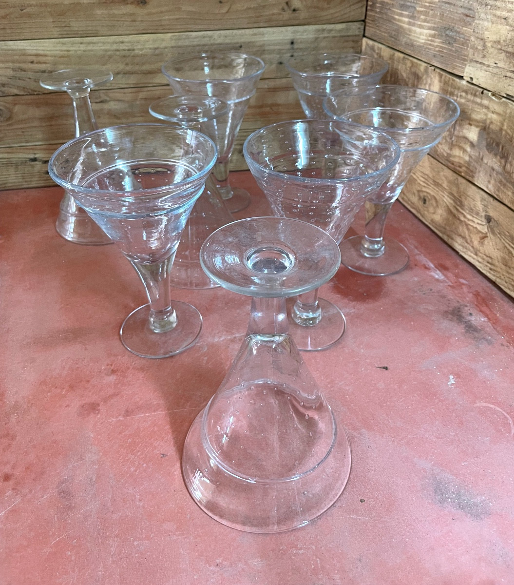 8 Bubbled Blown Glass Ice Cream Cups-photo-4