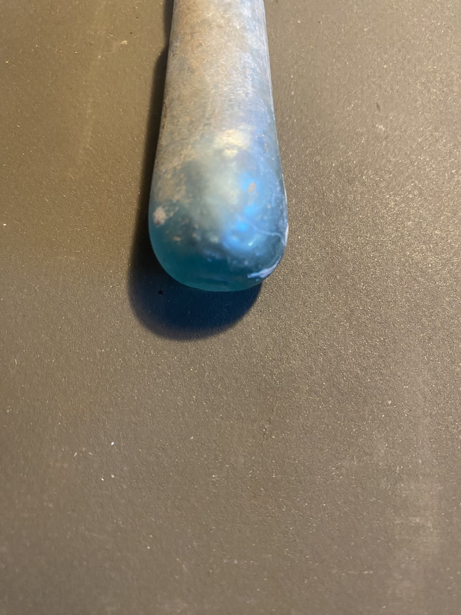 Fiole à parfum où Lacrymatoire en verre irisée époque Romaine-photo-3