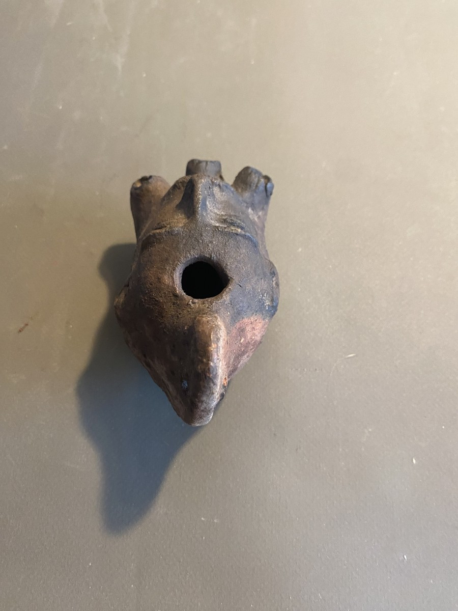 Lampe à huile antique époque Romaine originaire de Cartage-photo-2