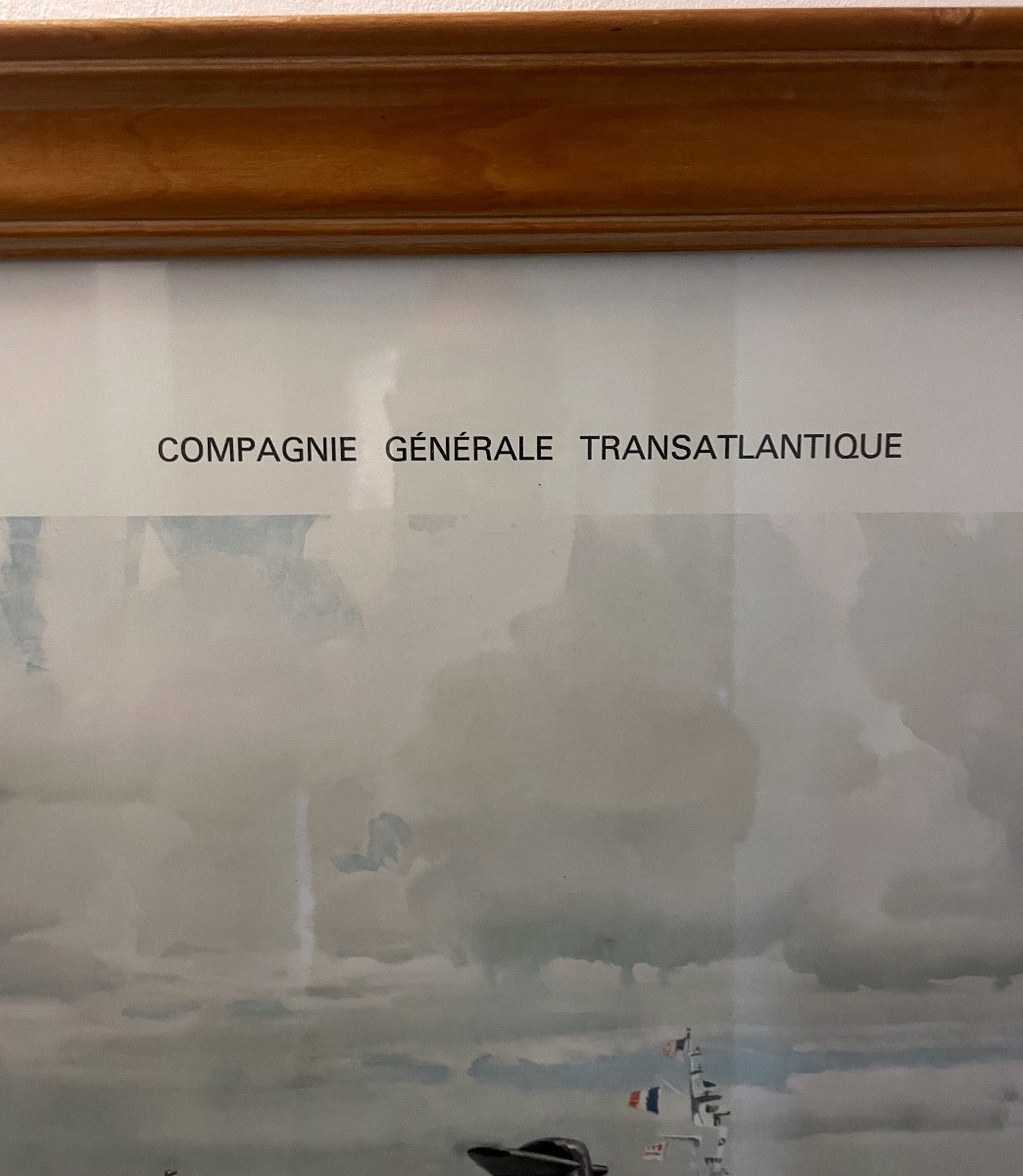 Affiche encadrée d'agence maritime  "Le France " d'après Marin Marie -photo-6