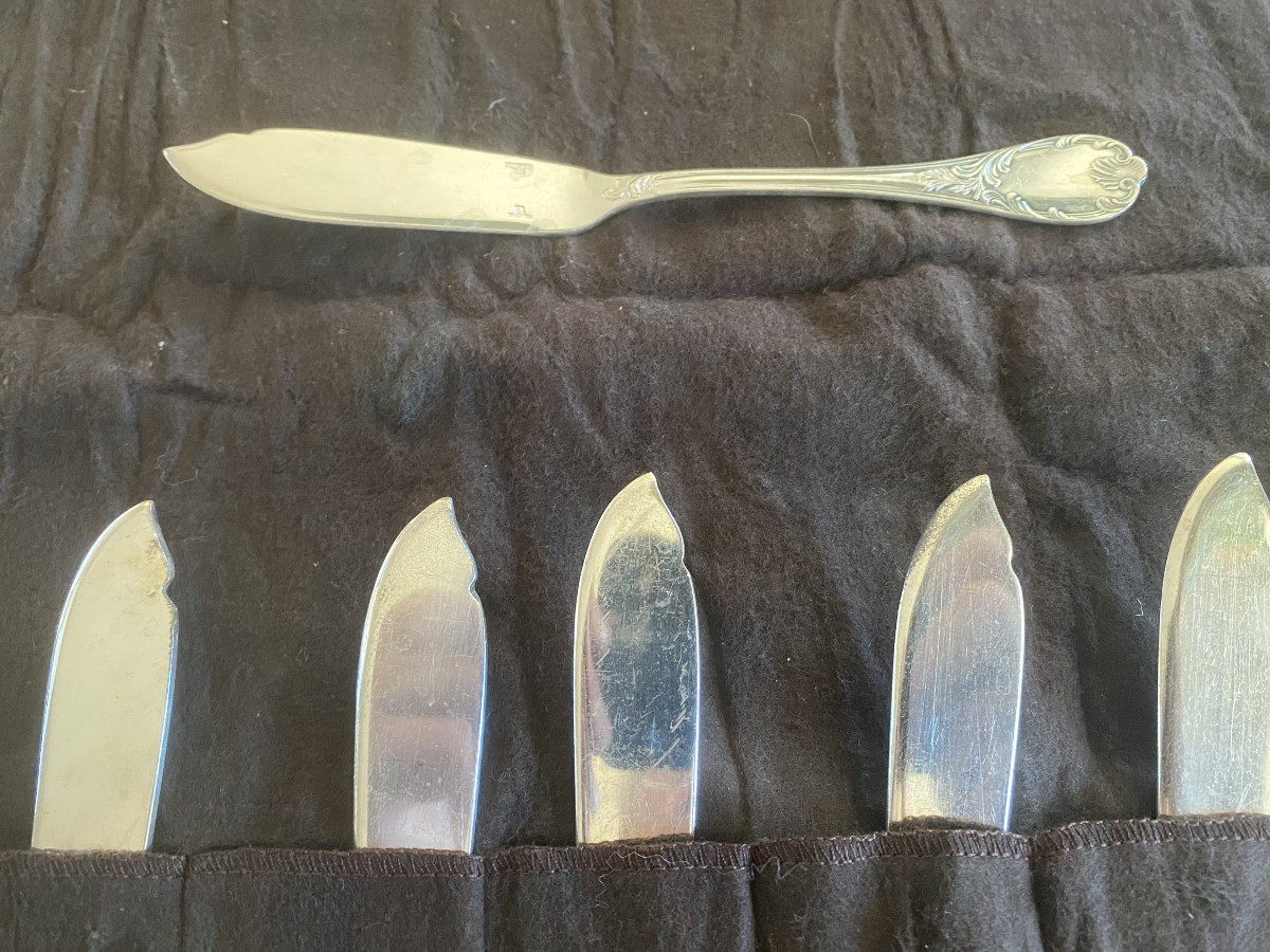 métal argenté par Cristofle 2 séries de 12,  service à poissons-photo-1