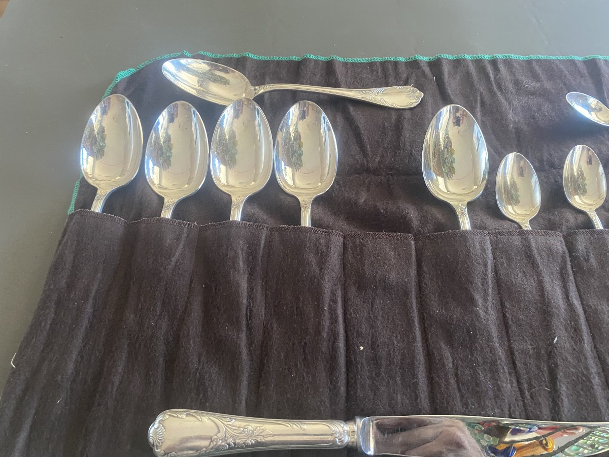 un service en métal argenté de la maison Christofle  6 ensembles de 6 pièces-photo-5