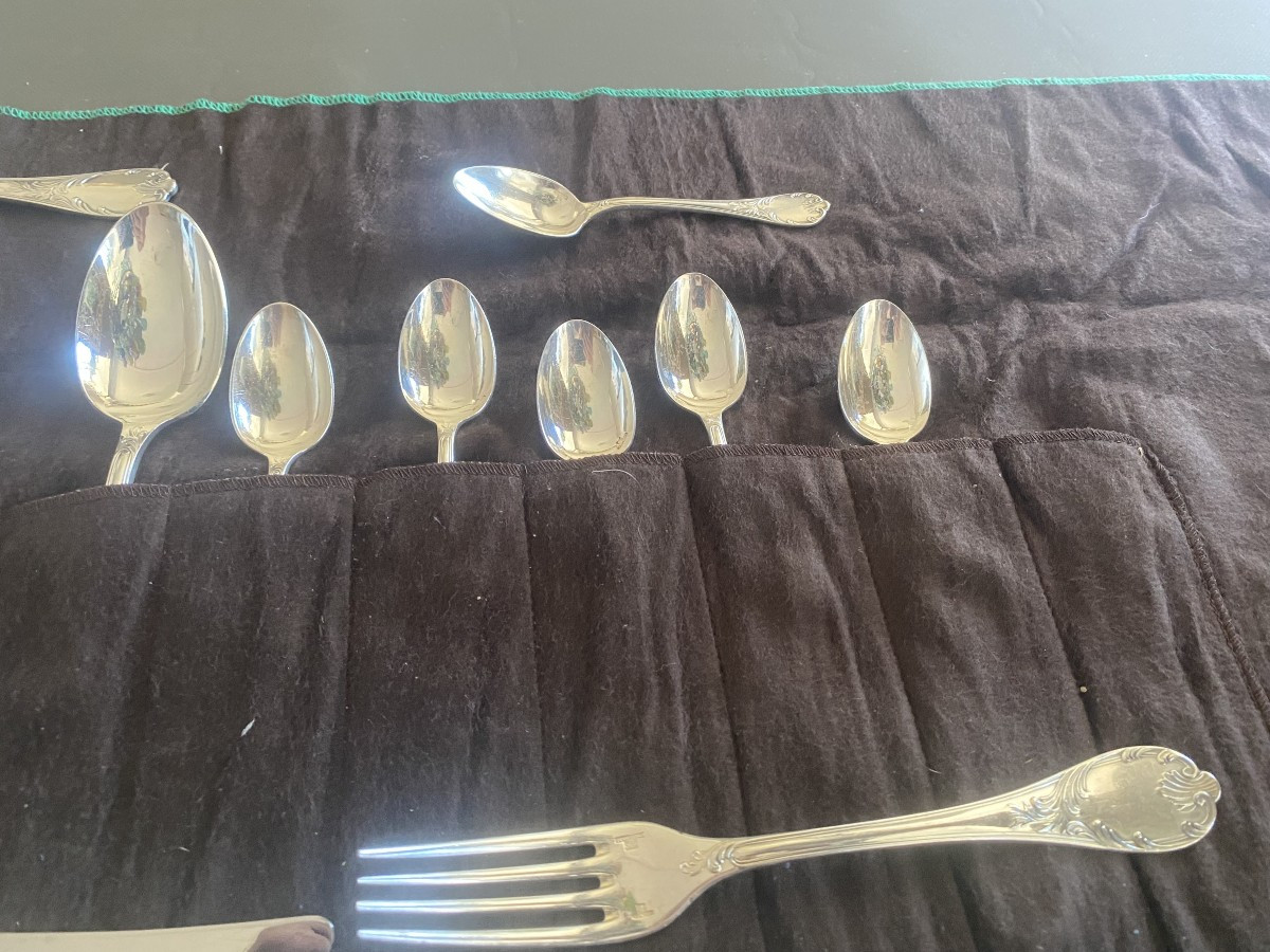 un service en métal argenté de la maison Christofle  6 ensembles de 6 pièces-photo-6