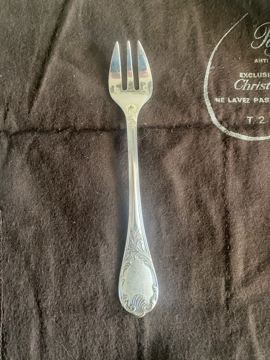 By Maison Christofle 12 Silver-plated Metal Dessert Forks From The Marly Model-photo-3