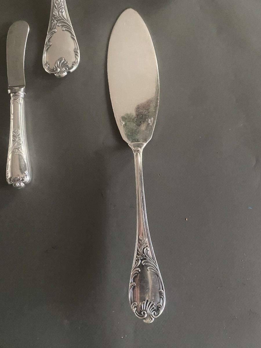 A Set Of Silver Metal Table Cutlery By Maison Cristofle -photo-4