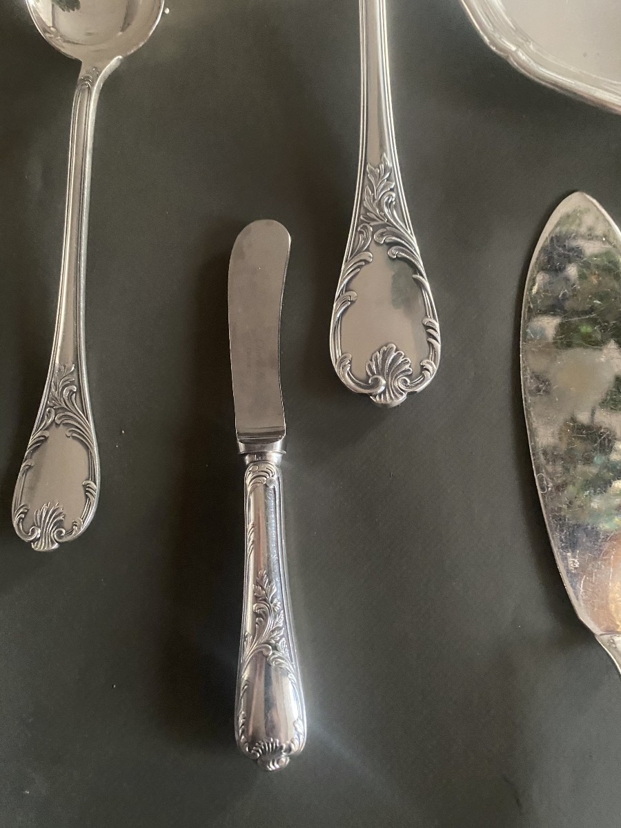 A Set Of Silver Metal Table Cutlery By Maison Cristofle -photo-5
