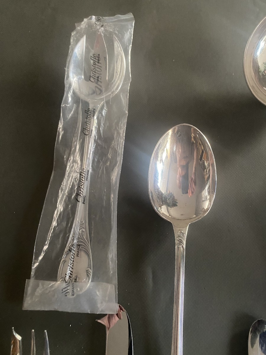A Set Of Silver Metal Table Cutlery By Maison Cristofle 