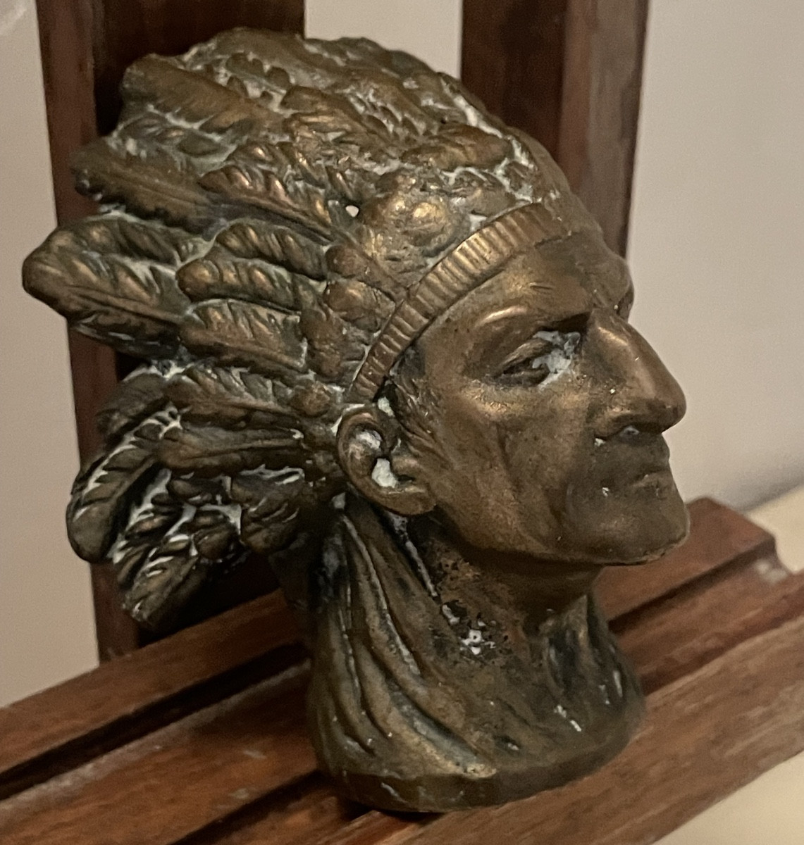Bouchon de radiateur tête d'indien en bronze-photo-7
