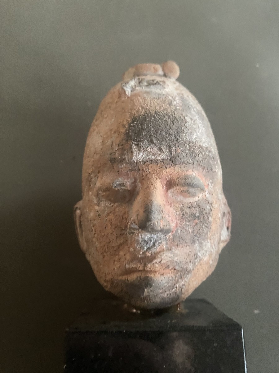 tête de statut antique en terre cuite authentique  probablenent égyptienne-photo-2