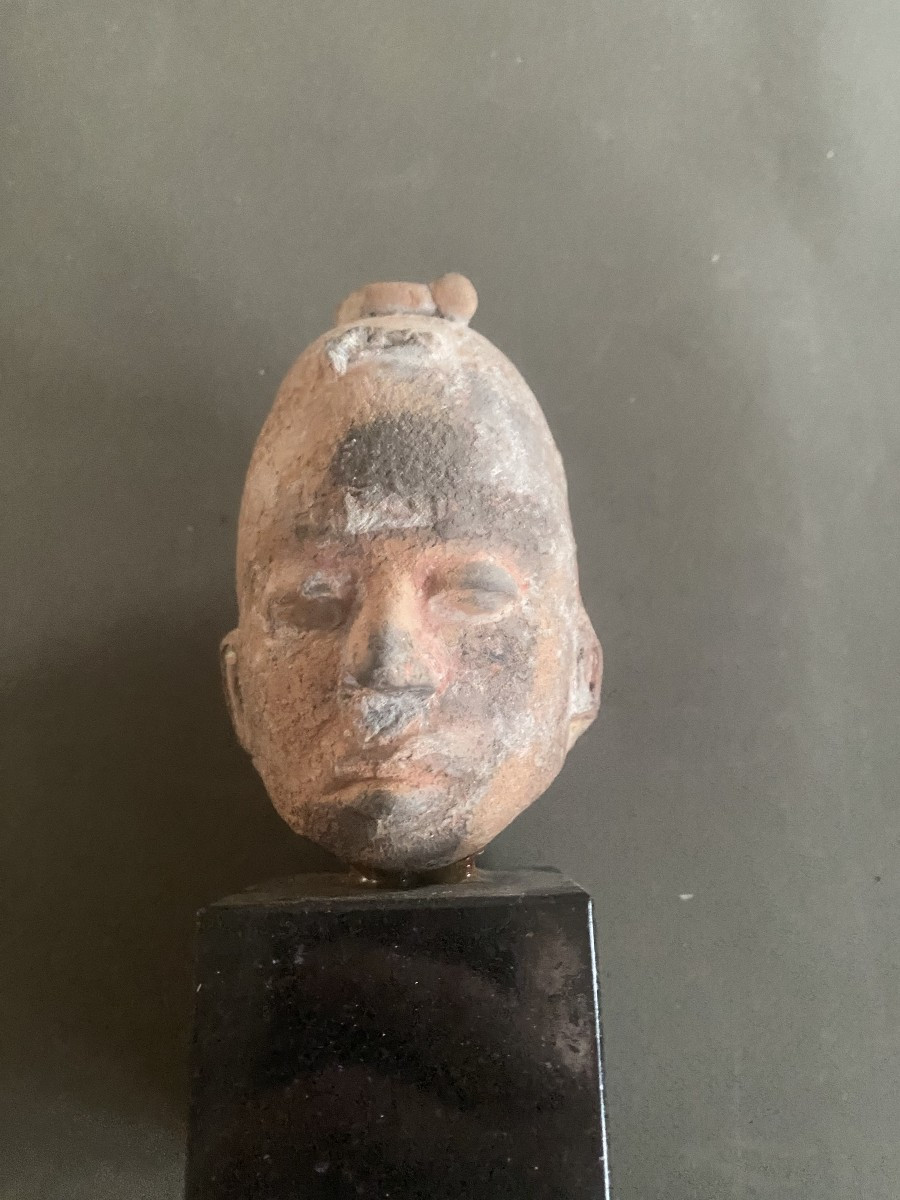 tête de statut antique en terre cuite authentique  probablenent égyptienne-photo-3