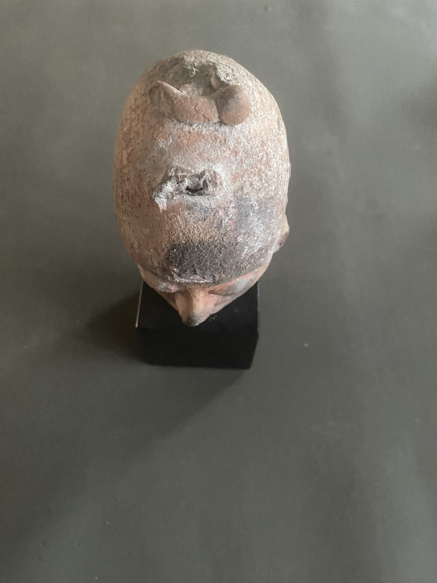 tête de statut antique en terre cuite authentique  probablenent égyptienne-photo-4