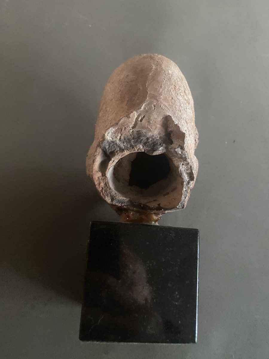 tête de statut antique en terre cuite authentique  probablenent égyptienne-photo-4