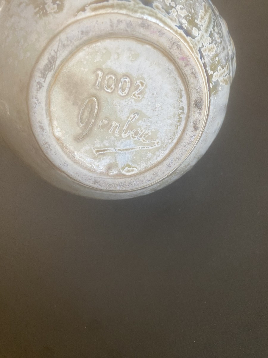 Vase en grés émaillé signé DENBAC art nouveau autour de 1920/ 1930-photo-4