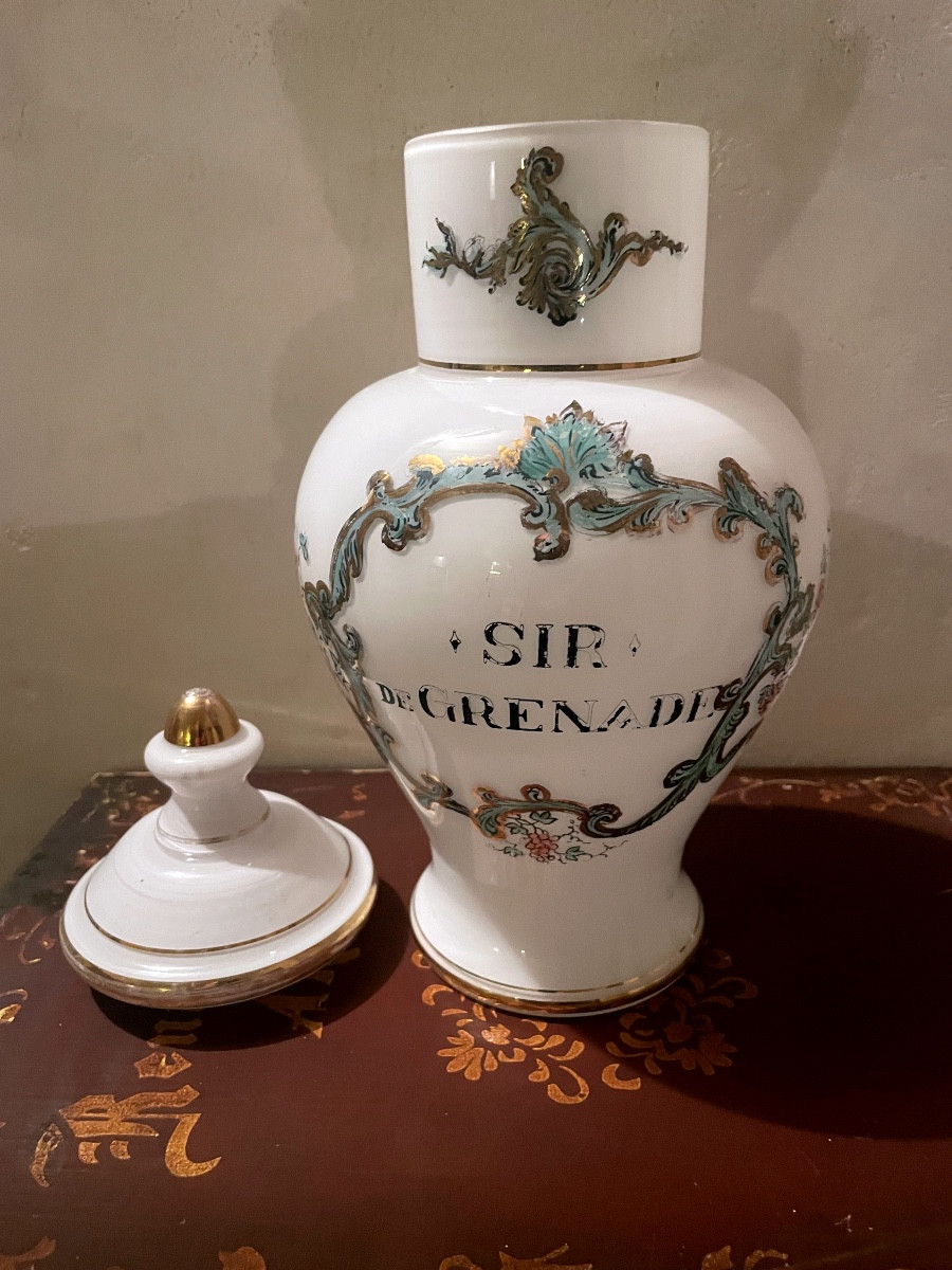 Syr Of Grenade" Pharmacy Jar In Semi-opaline Crystal-photo-1