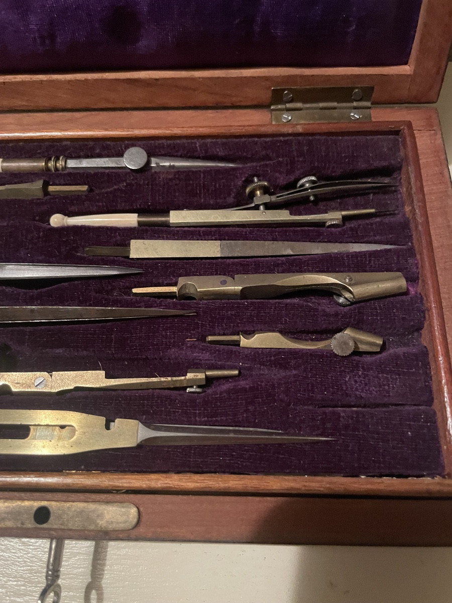 Boite à compas en acajou-photo-3