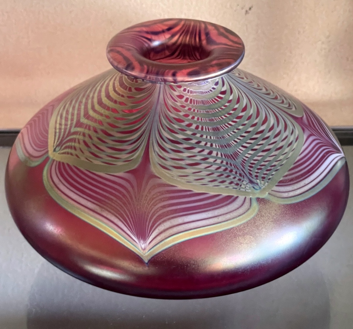 Vase en verre signé Stuart Abelman californie 1985