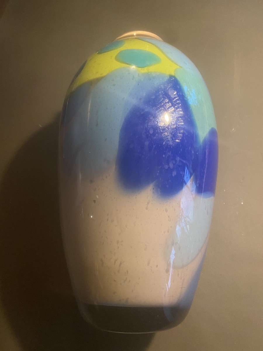 Large Vase In Blown Glass By Master Glassmaker Ada Loumani In Valbonne-photo-2